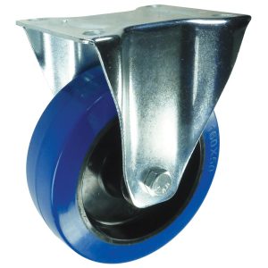 Blue Rubber Fixed Castor