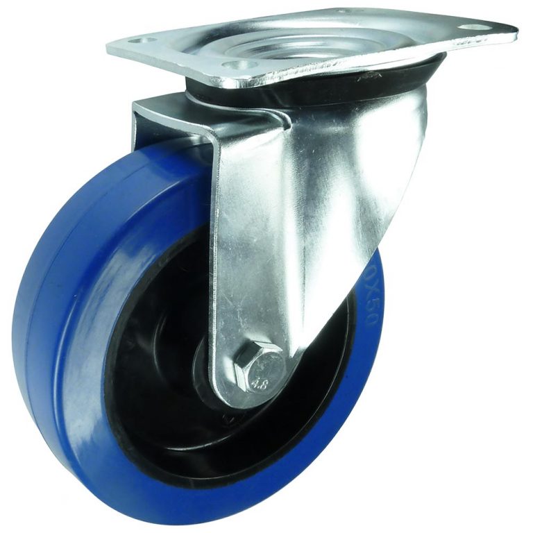 Blue Rubber Swivel Castor