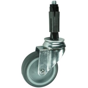 Rubber Swivel Castor complete with expanding tube adaptor (expanders). 50mm, 75mm, 100mm or 125mm diameter.