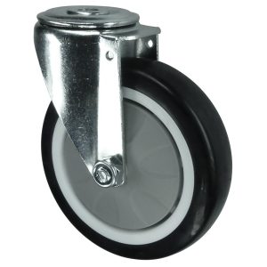 75mm, 100mm, 125mm non-mark polyurethane Swivel Castor. 12mm Single bolt fixing