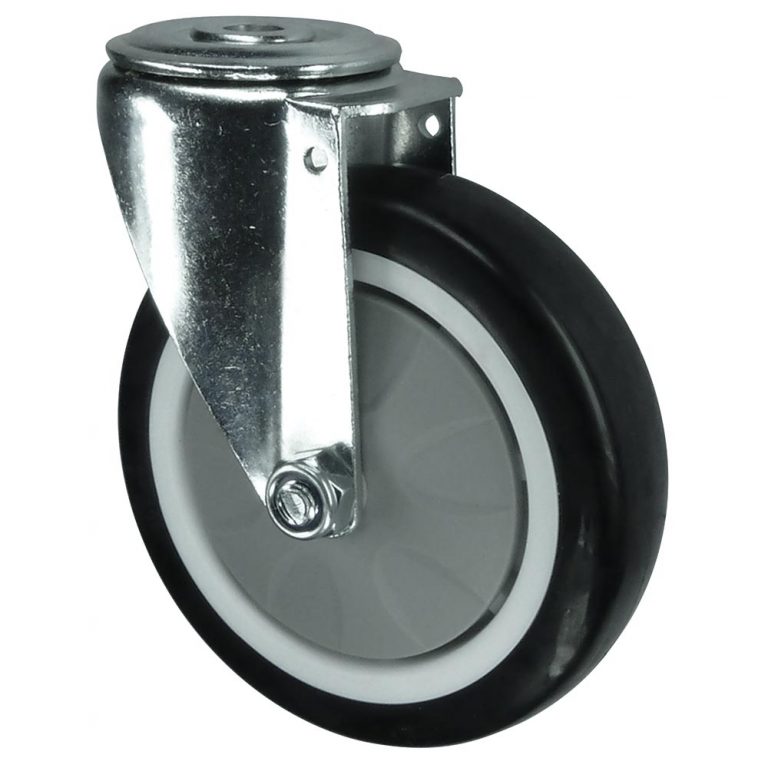 75mm, 100mm, 125mm non-mark polyurethane Swivel Castor. 12mm Single bolt fixing