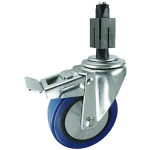 Blue Rubber Swivel Brake Castor with expander to fit to tube. Available in 75mm, 100mm or 125mm wheel diameter Blue Rubber Swivel Brake Castor with expander to fit to tube. Available in 75mm, 100mm or 125mm wheel diameter