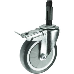 Grey Rubber Swivel Brake Castor with expander to fit to tube. Available in 75mm, 100mm or 125mm wheel diameter Grey Rubber Swivel Brake Castor with expander to fit to tube. Available in 75mm, 100mm or 125mm wheel diameter