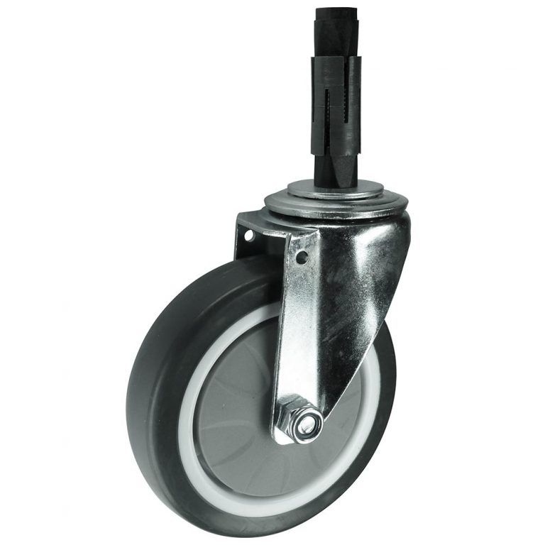 Grey Rubber Swivel Castor with expander to fit to tube. Available in 75mm, 100mm or 125mm wheel diameter Grey Rubber Swivel Castor with expander to fit to tube. Available in 75mm, 100mm or 125mm wheel diameter