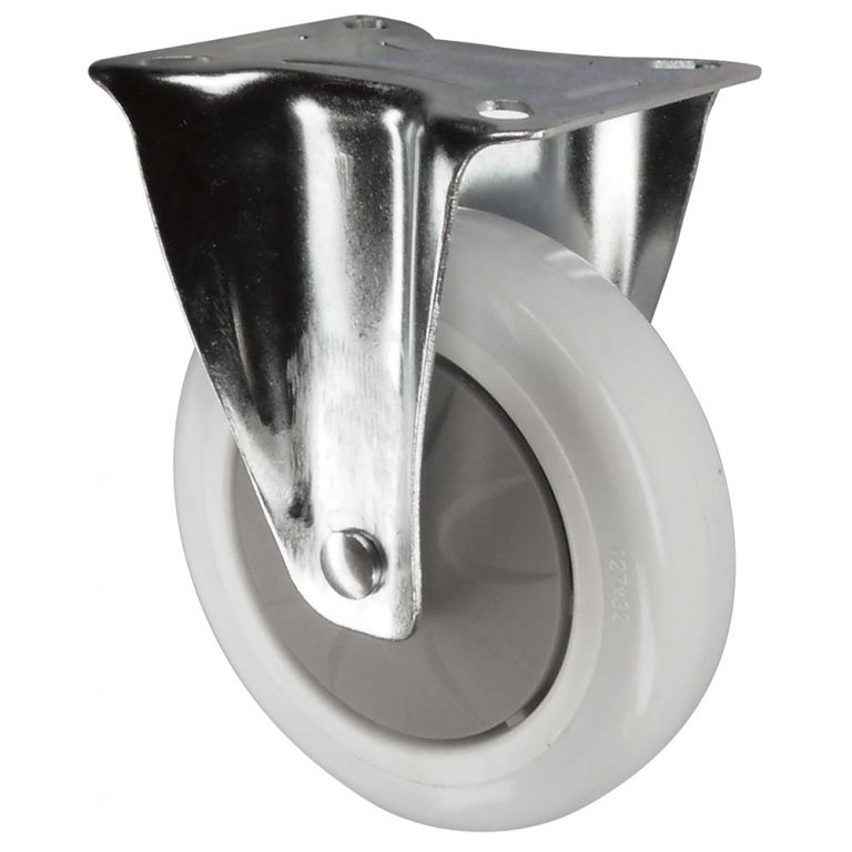 75mm, 100mm, 125mm Nylon Fixed Castor plate fix.
