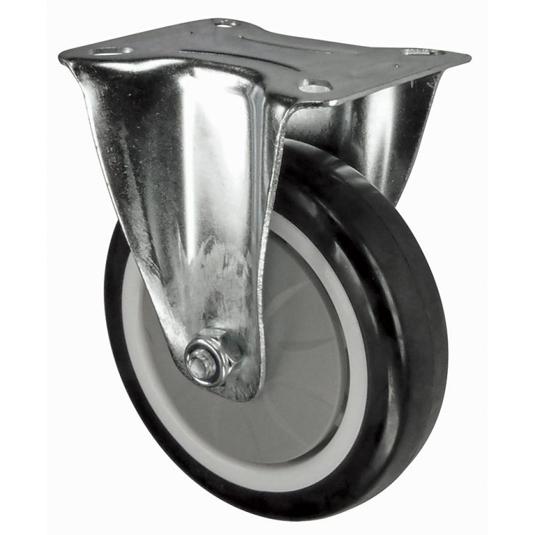 75mm, 100mm, 125mm Polyurethane Fixed Castor plate fix.