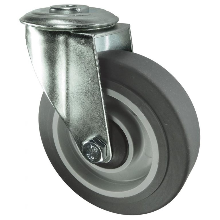 Grey non-marking rubber Swivel Castor 12mm bolt fix. 80mm, 100mm, 125mm, 160mm, 200mm diameter. Grey non-marking rubber Swivel Castor 12mm bolt fix. 80mm, 100mm, 125mm, 160mm, 200mm diameter.