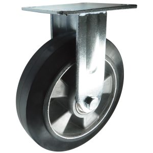 Rubber Heavy Duty Fixed Castor. 100mm, 125mm, 150mm, 200mm dia. 160kg to 400kg load