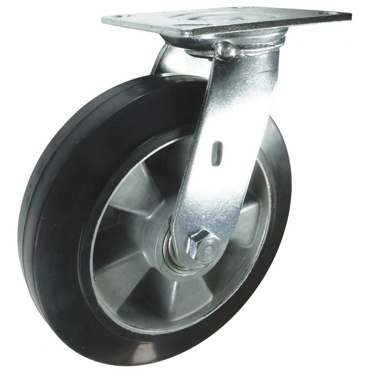 Rubber Heavy Duty Swivel Castor. 100mm, 125mm, 150mm, 200mm dia. 160kg to 400kg load