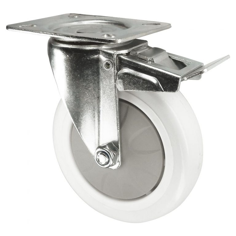 75mm, 100mm, 125mm Nylon Swivel Brake Locking Castor plate fix.