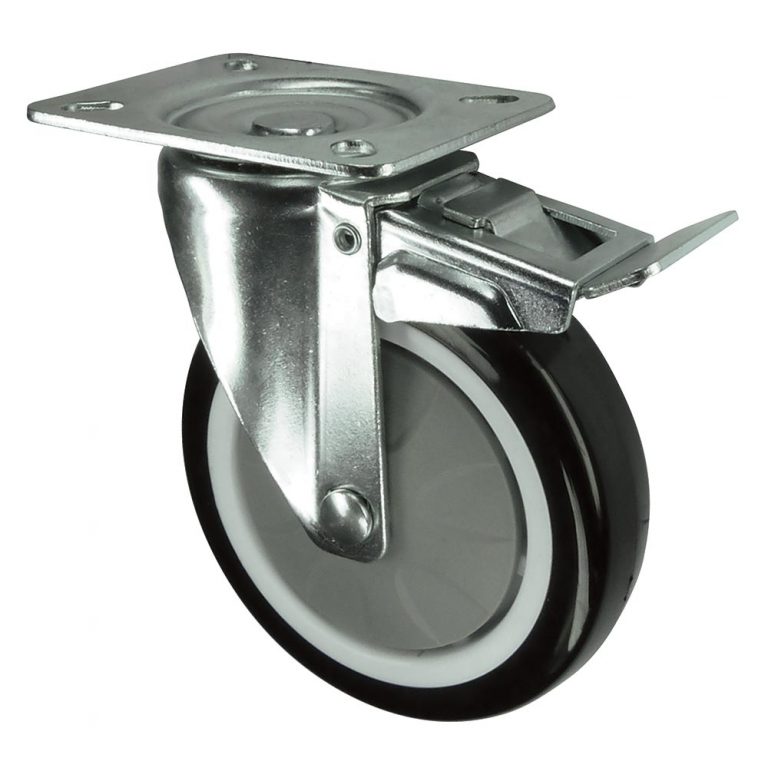 75mm, 100mm, 125mm Polyurethane Swivel Brake Locking Castor plate fix.