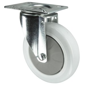 75mm, 100mm, 125mm Nylon Swivel Castor plate fix.