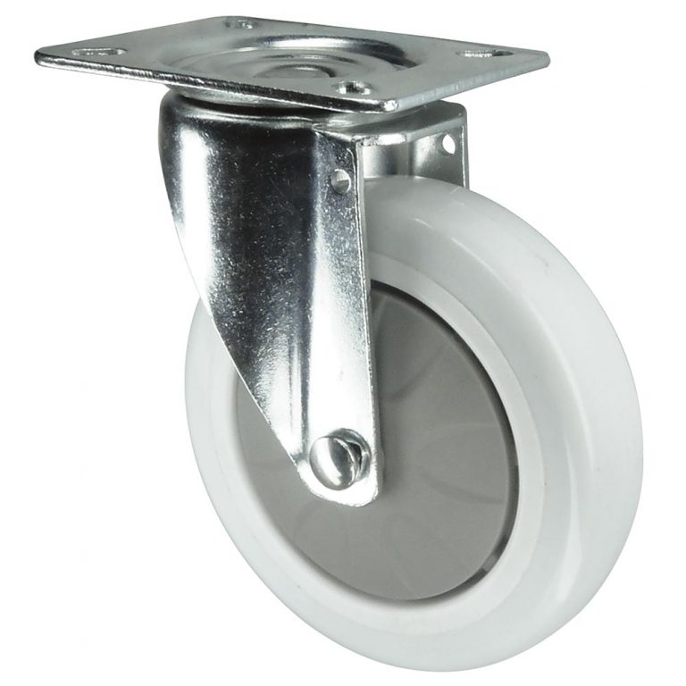 75mm, 100mm, 125mm Nylon Swivel Castor plate fix.