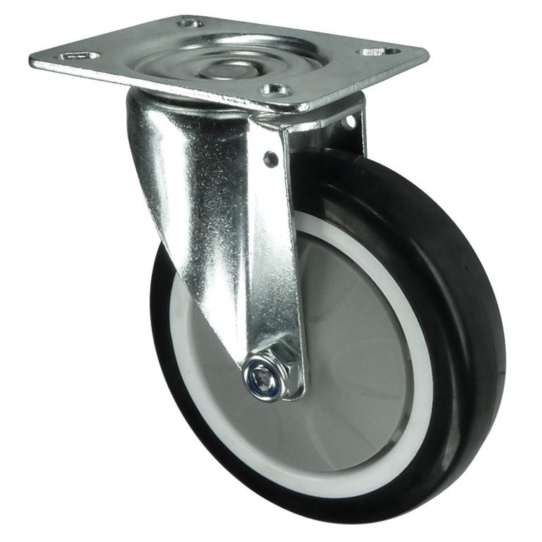 75mm, 100mm, 125mm Polyurethane Swivel Castor plate fix.