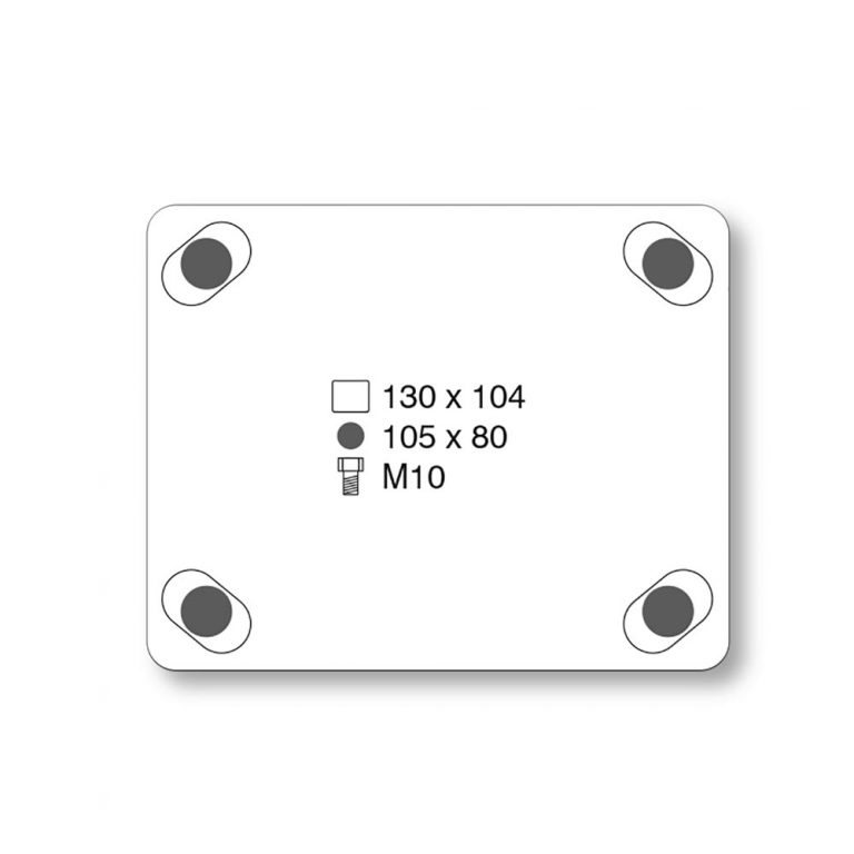 Top plate Hole centres 80mm x 105mm