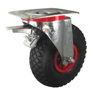 Pneumatic & Puncture-proof swivel braked castors 260mm dia