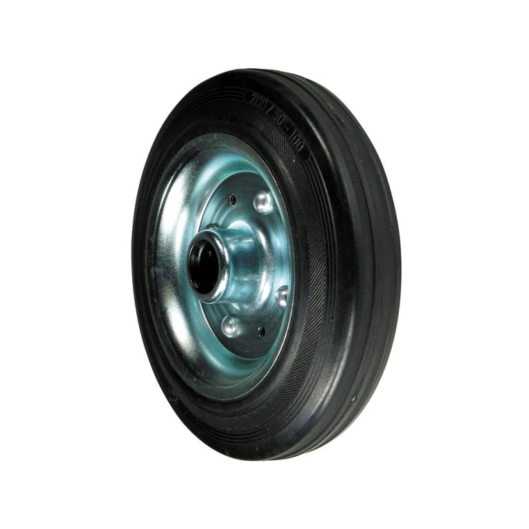 Rubber Tyre Wheel bright steel centre 160mm, 200mm, 250mm, 300mm diameter
