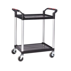 Tray trolley – 2 black plastic shelves