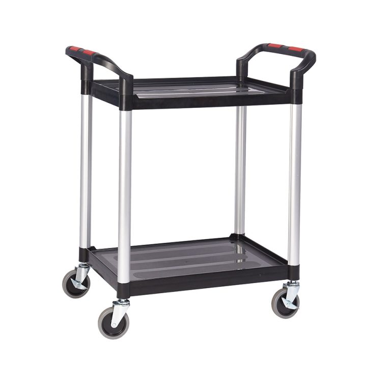 Tray trolley – 2 black plastic shelves