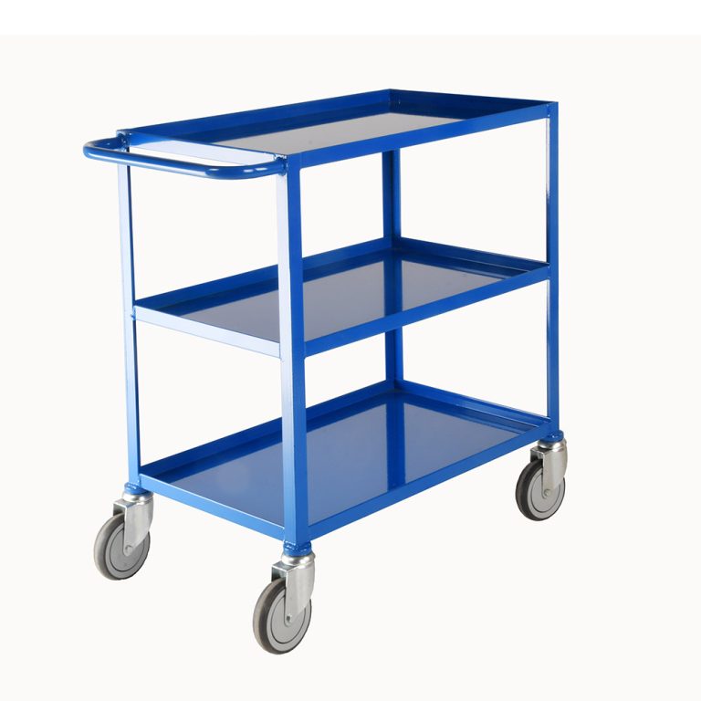 Ref R222: 3 tier tray trolley in blue