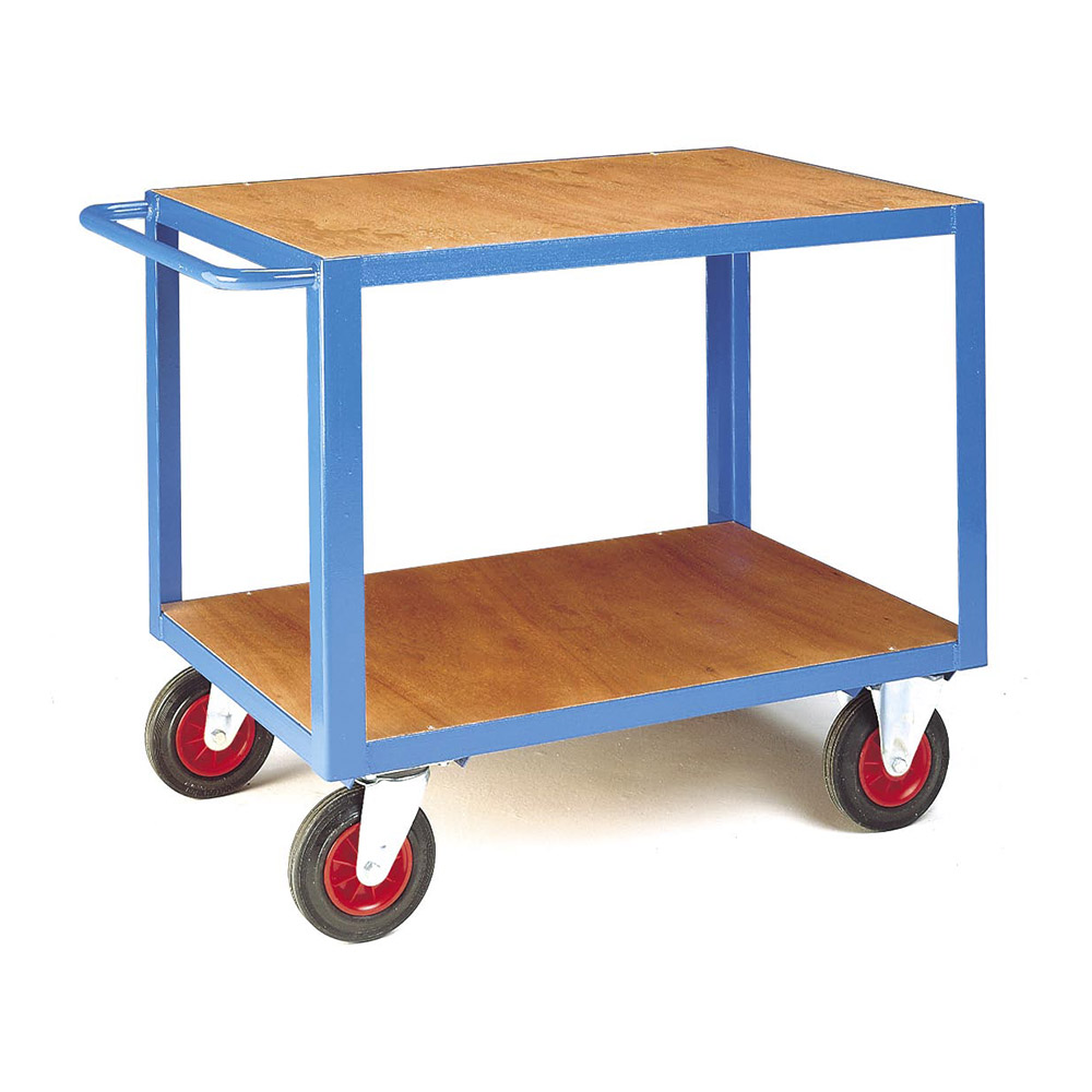 Top and bottom deck timber shelf trolley
