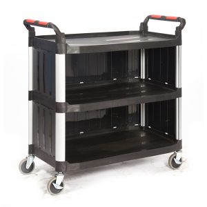 Large trolley with 3-sided plastic retention panels