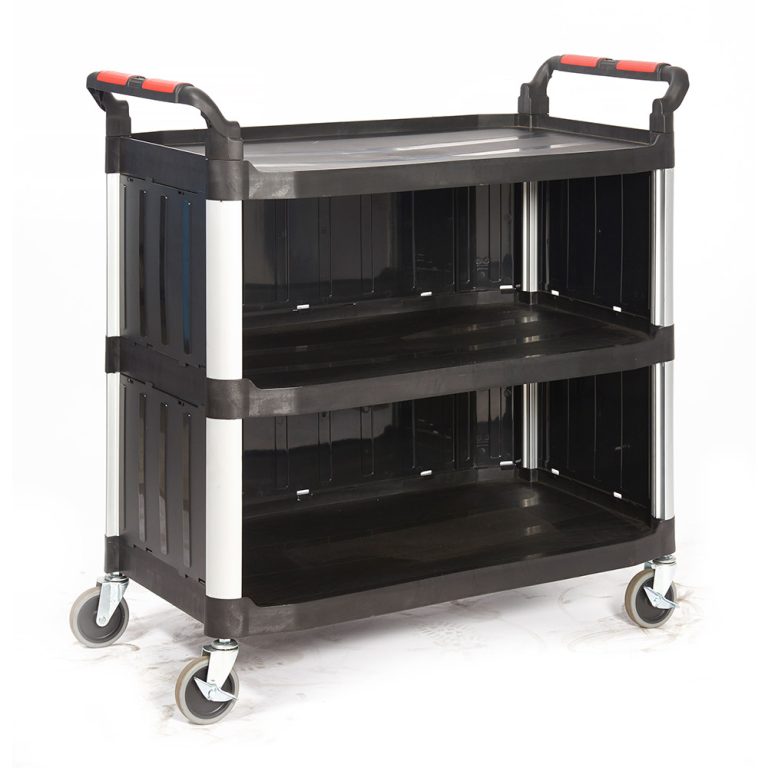 Large trolley with 3-sided plastic retention panels