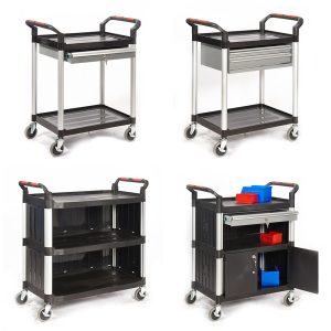 Trolleys with drawer, cupboard and sides