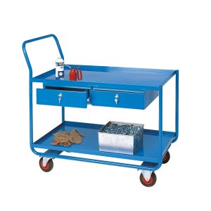 Table trolley with 2 x steel shelves and 2 drawers