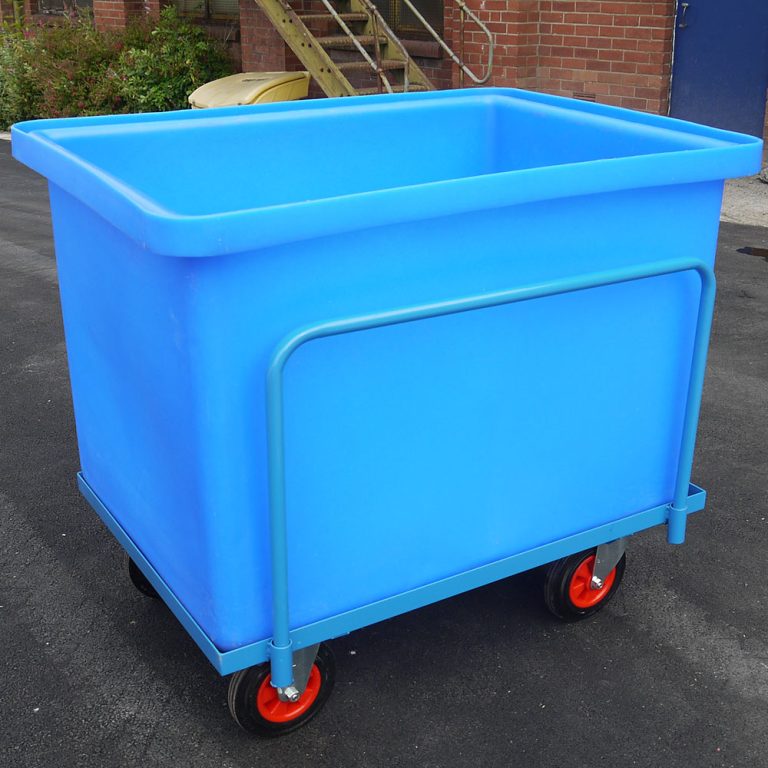 Plastic Container Truck with support frame, blue, 370 litre capacity – ref CT050