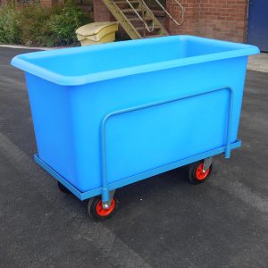 Plastic Container Truck with support frame, blue, 455 litre capacity – ref CT051