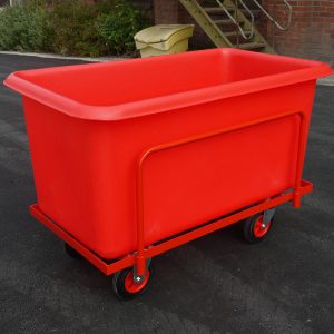 Plastic Container Truck with support frame, red, 455 litre capacity – ref CT051