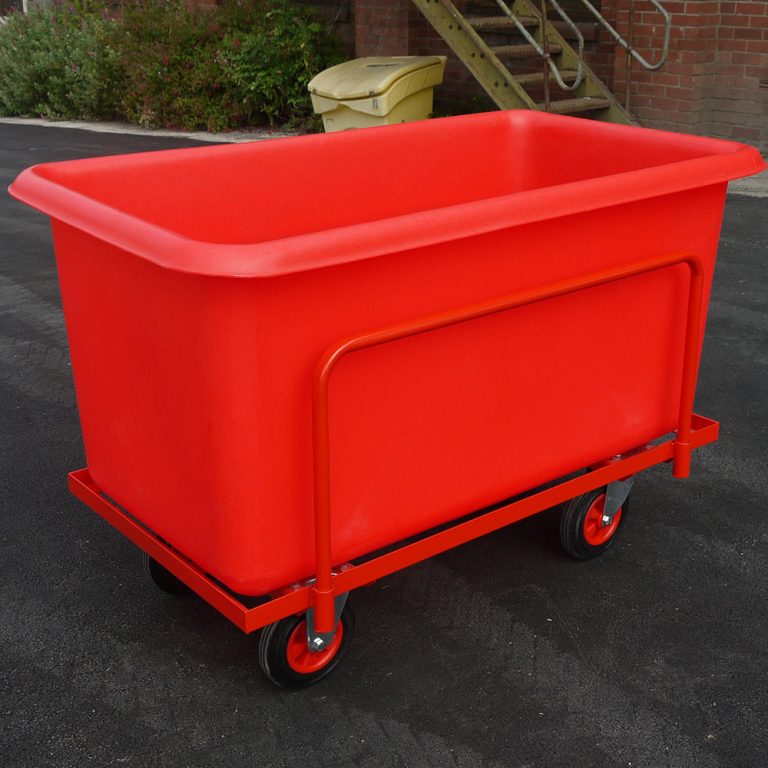 Plastic Container Truck with support frame, red, 455 litre capacity – ref CT051