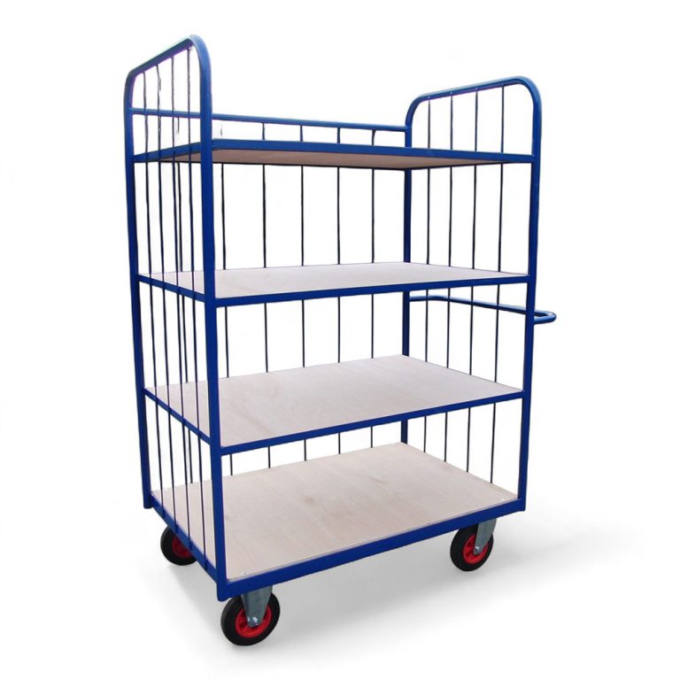 4 shelf trolley with retention sides